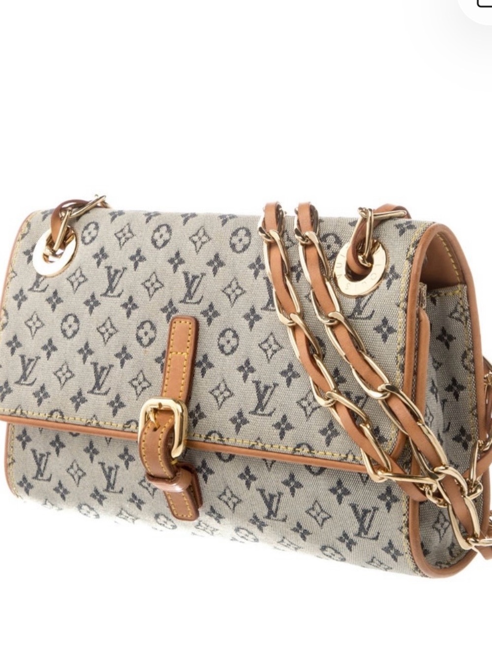 Louis Vuitton canvas & leather monogram crossbody with gold interlocking Chain